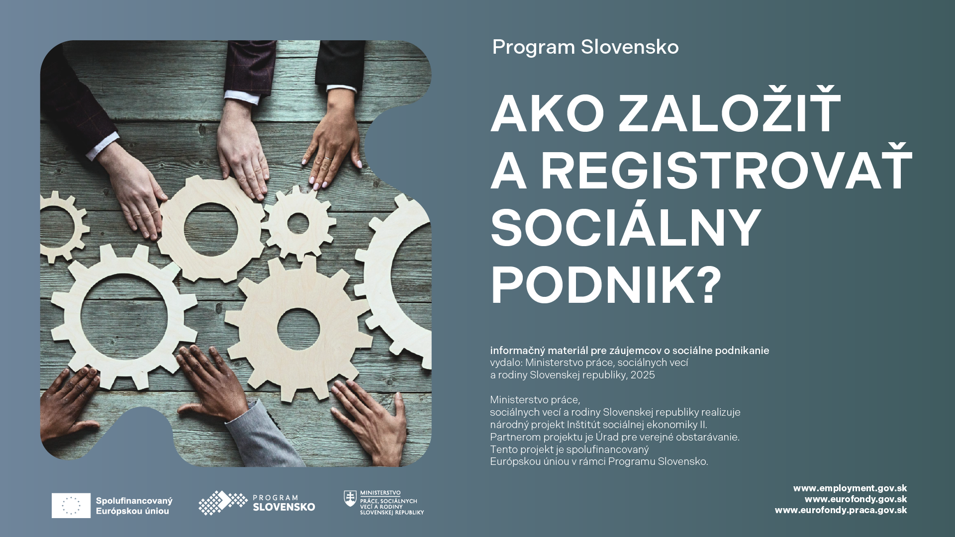 Titulná stránka brožúrky Ako založiť a&nbsp;registrovať sociálny podnik? 